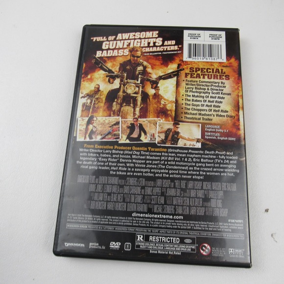 Hell Ride DVD Quentin Tarantino Dimension‎ Extreme Larry Bishop Movie - Picture 2 of 4